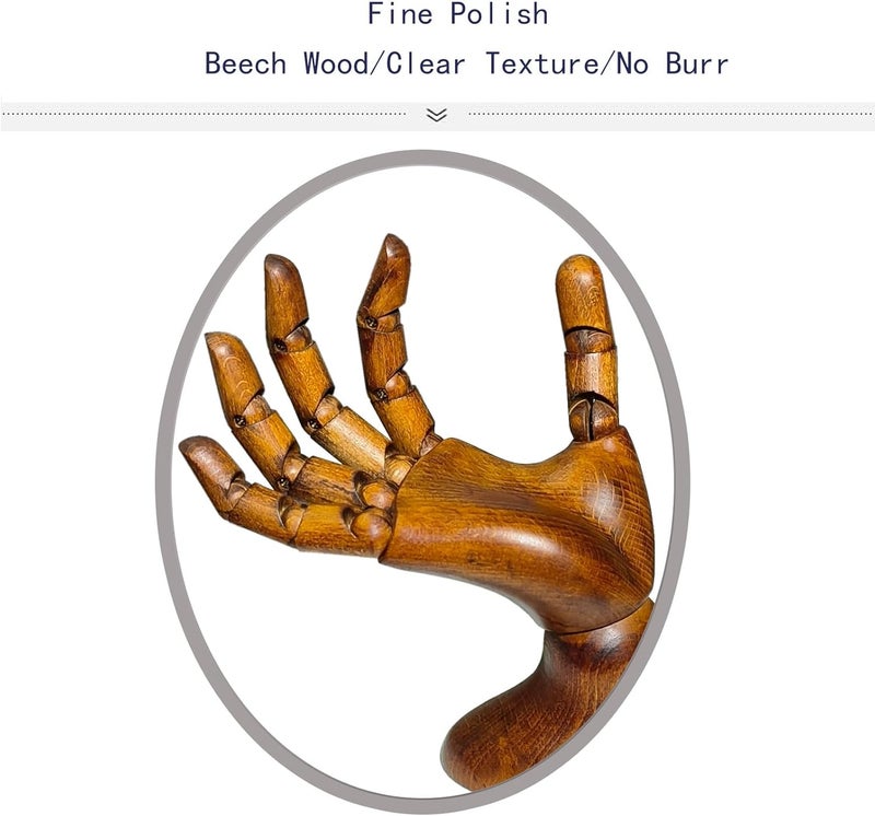 yangjietf Mannequin,Mannequin Hand,Hand Model,Hand Mannequin for Nails,Drawing Mannequin Wooden Hand,Wooden Mannequin,Antique Finish Wood Hand,Hand Model for Drawing,Male Hand of Right with Antique Finish. - Image 5